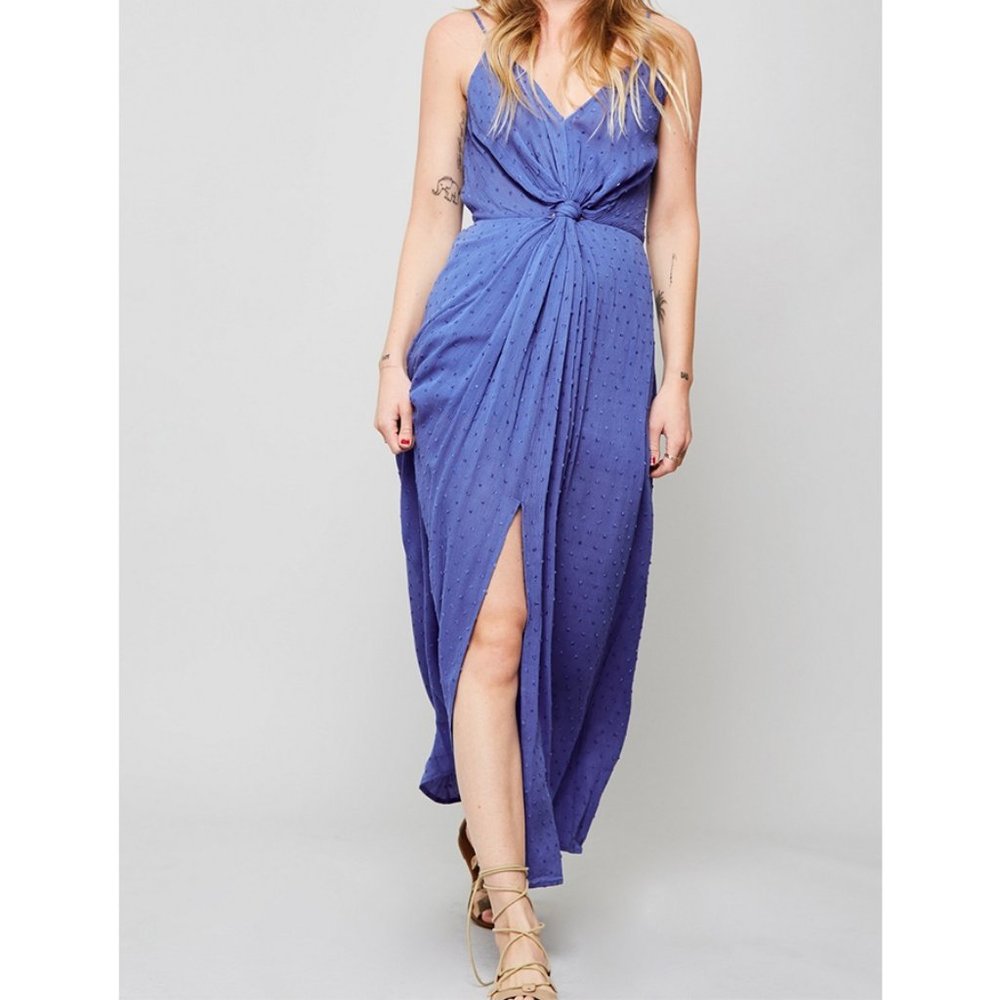 Blue Twist-Front Maxi Dress